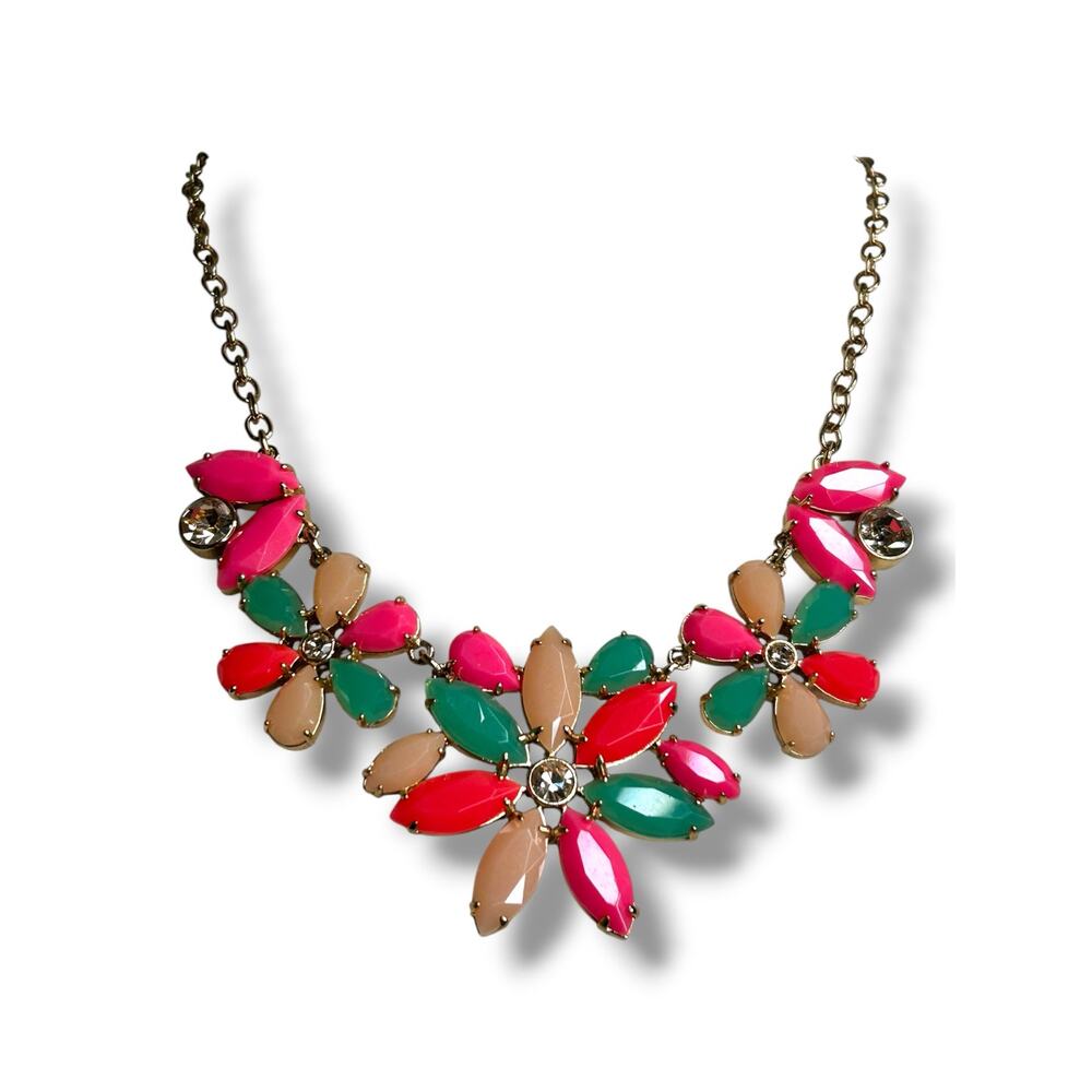 Kate Spade Gardens of Paris Floral Statement Necklace Pink Green
Bib Gold Tone - Picture 8 of 9